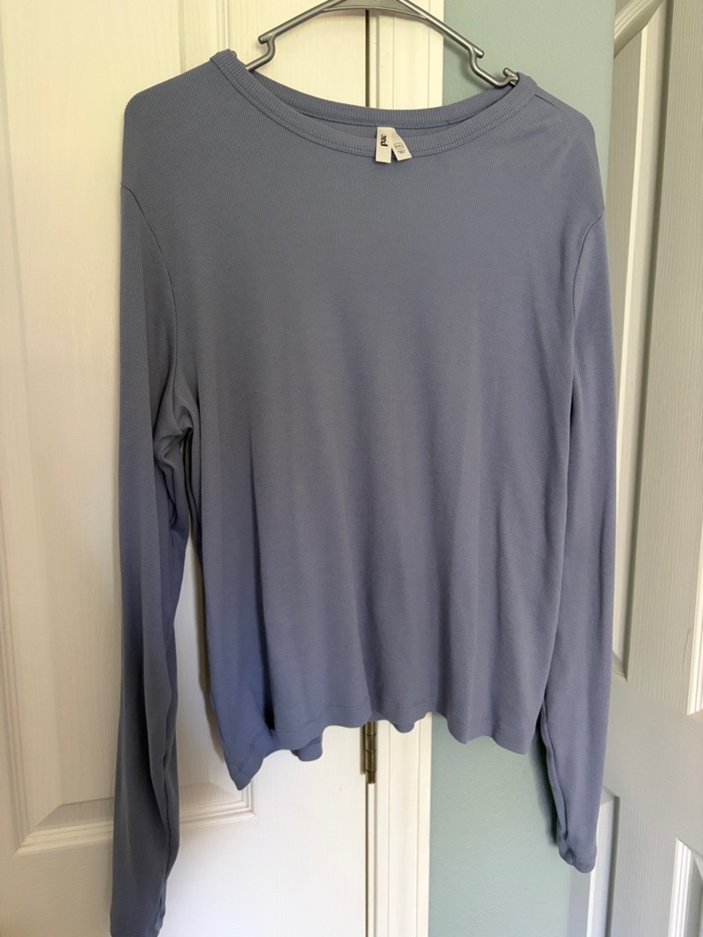 Pact Long Sleeve Crewneck Top in Dusty iris blue size xxl